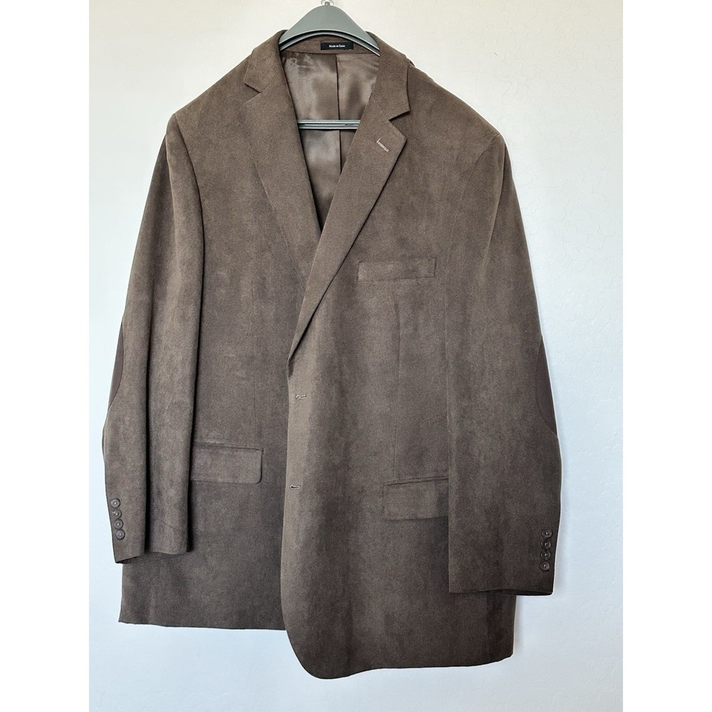 Pronto Uomo Men's Blazer Suit Jacket Brown Tweed Suede Elbow Patch 52 L